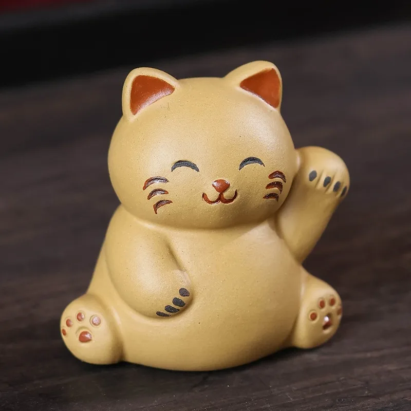 Lucky Cat Purple Clay Puffer Fish Tea Pet Miniatures Ornaments Creative Puffer Family Tea Play Tea Table Home Decoration Crafts