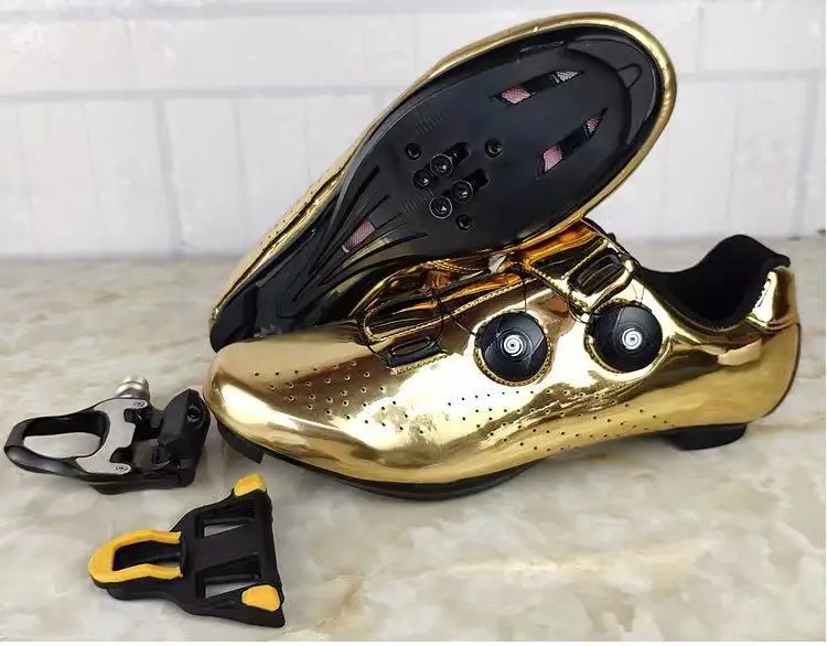 

Men Gold Road Cycling Shoes BOA Dial Breathable Non-slip Professional Bike Racing Shoes Outdoor Sports Shoes Large Size ：36-47