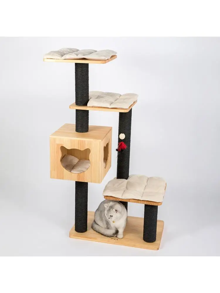 Solid Wood Cat Climbing Frame Cat Litter Cat Tree Cat House Cat Toy Wear-resistant And Bite-resistant