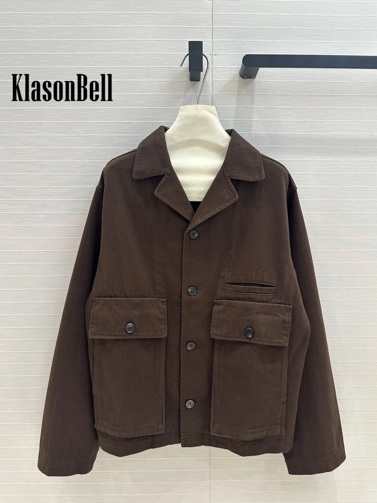 9.19 KlasonBell Men Women Same Cargo Big Pocket Lapel Loose Denim Jacket Or With Sashes Jeans High Street Fashion Set