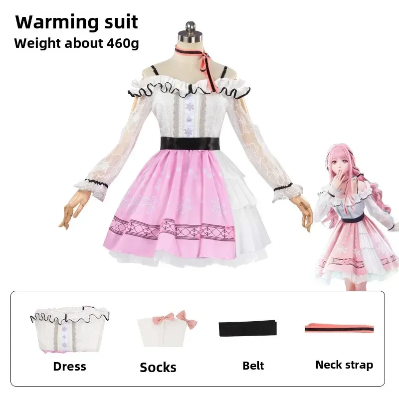 Nikki Cosplay Anime Infinity Nikki dulce vestido rosa Lolita uniforme peluca conjunto traje de fiesta de Halloween para mujeres traje de fiesta de vacaciones