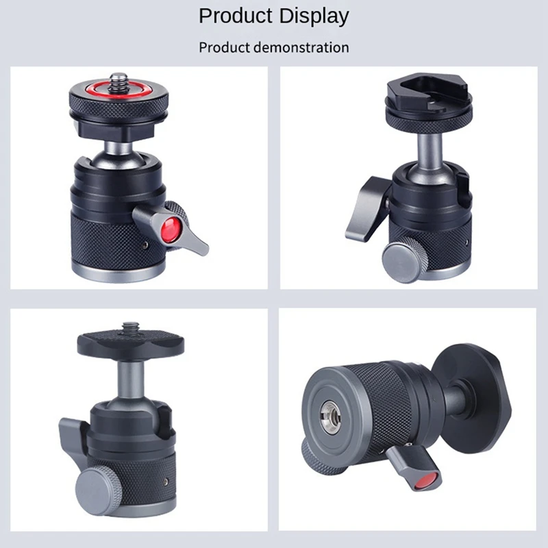 360 ° 회전 미니 사진 라이브 휴대폰 스탠드 팬 틸트, 탈착식 콜드 슈 마운트, 카메라 교체