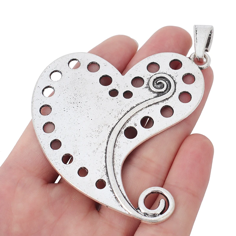 Vintage Large Tribal Metal Heart Charm Pendant Bohemian Handmade Necklace Jewelry Making Accessories Crafts Findings