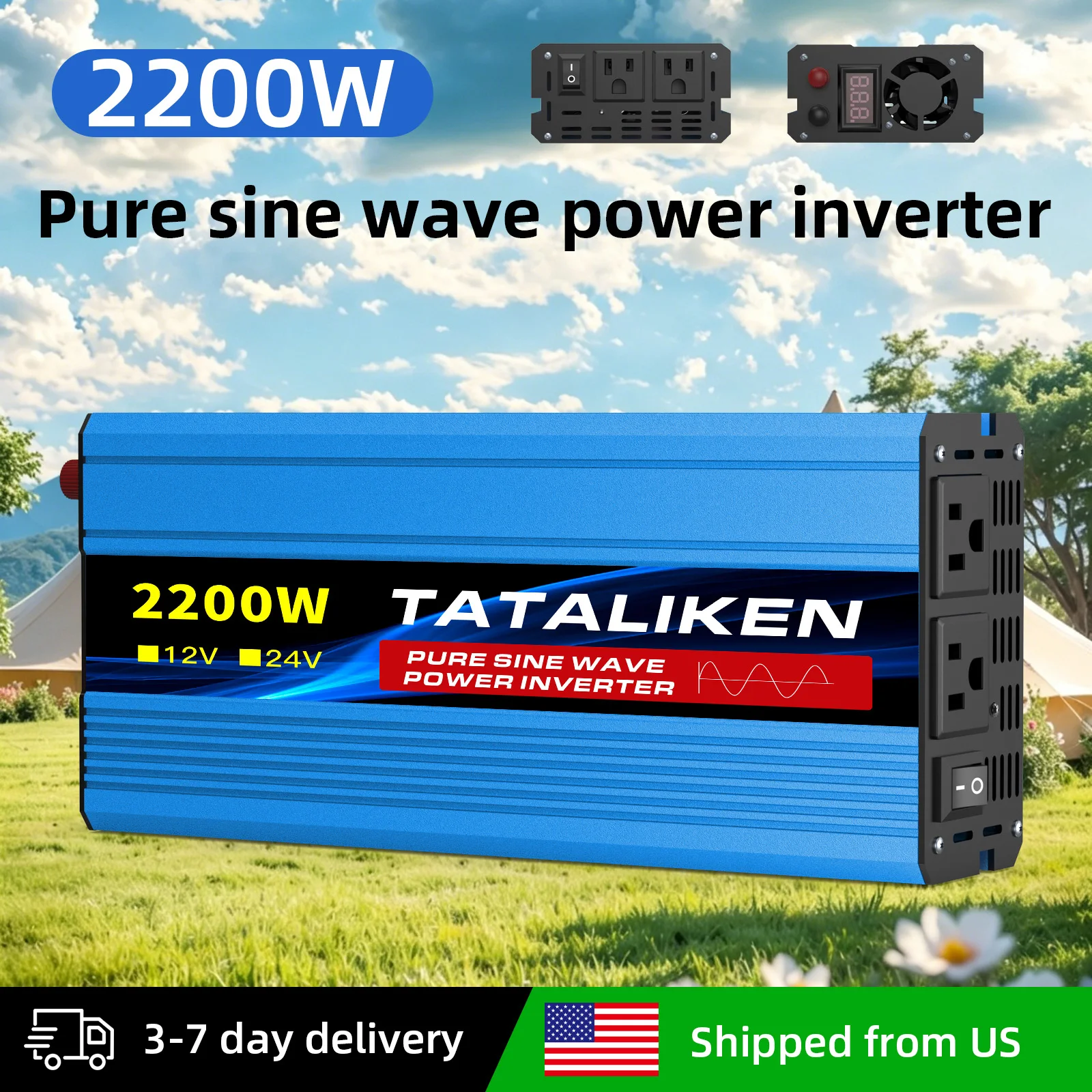 Pure Sine Wave Power Inverter 12V 110V 60HZ 1000W-10000W Intelligent Digital Display Voltage Transformer