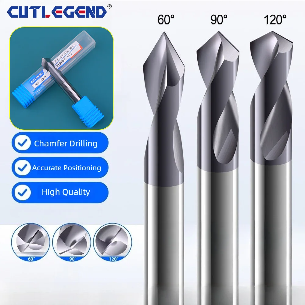 

CUTLEGEND Carbide 60 90 120 Degree NC Spot Drill Stub Starting Location Center Bit Prepare Guide Pilot Hole Chamfer Machine Tool