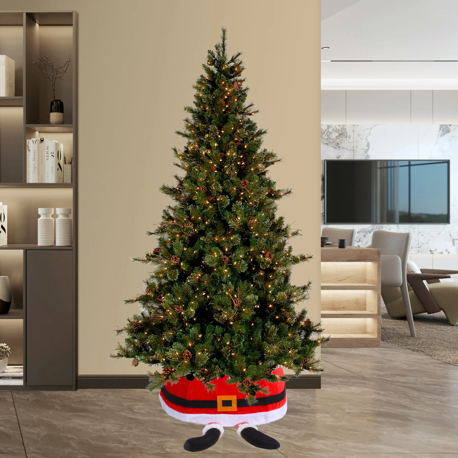 

Christmas Tree Collar Large Santa Claus Themed Holiday Home Decoration For Artificial Trees Farmhouse Xmas Decor Party