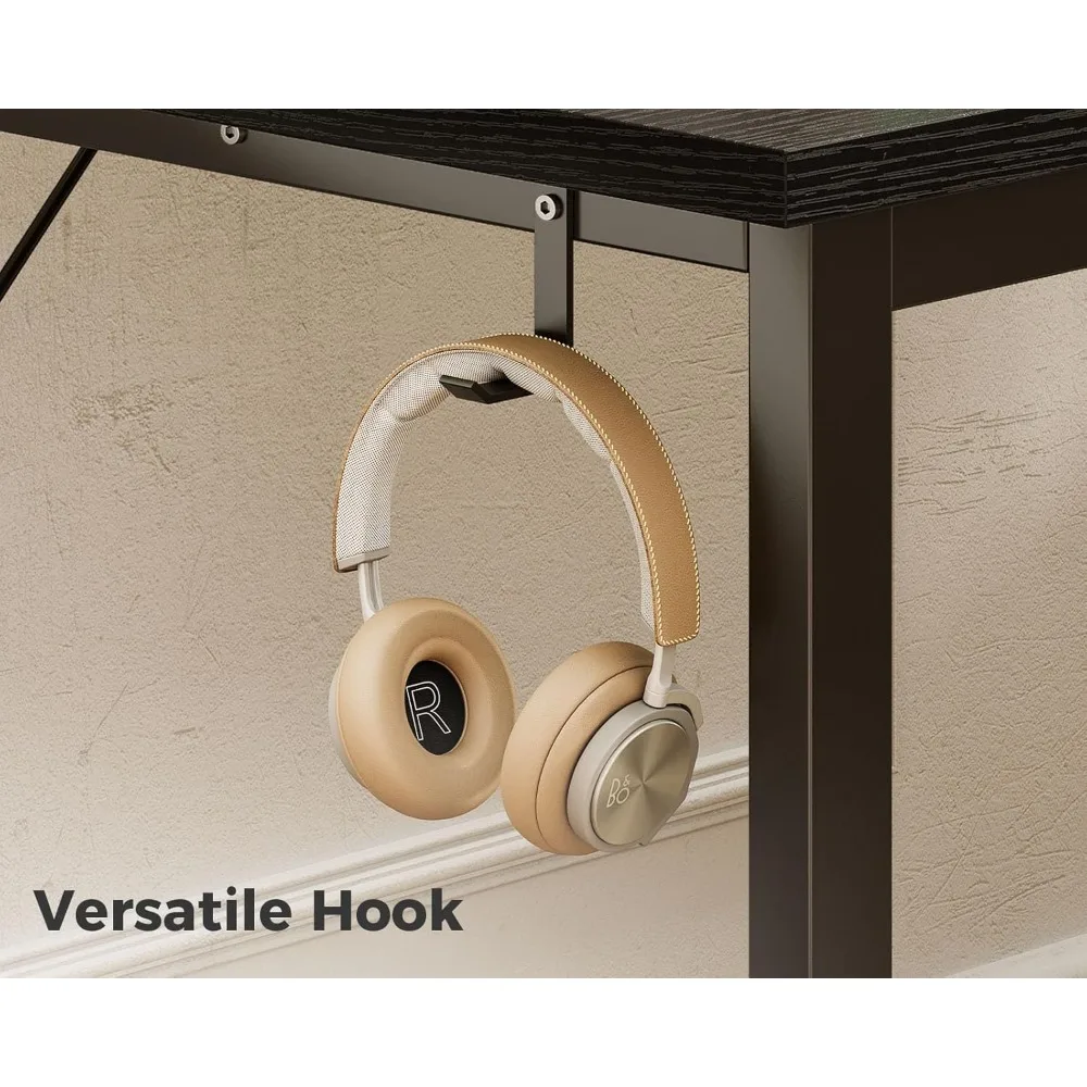 54 Inch Large Modern Office Desk, Gaming & Writing Desk with Metal Frame, Spacious Legroom, Black