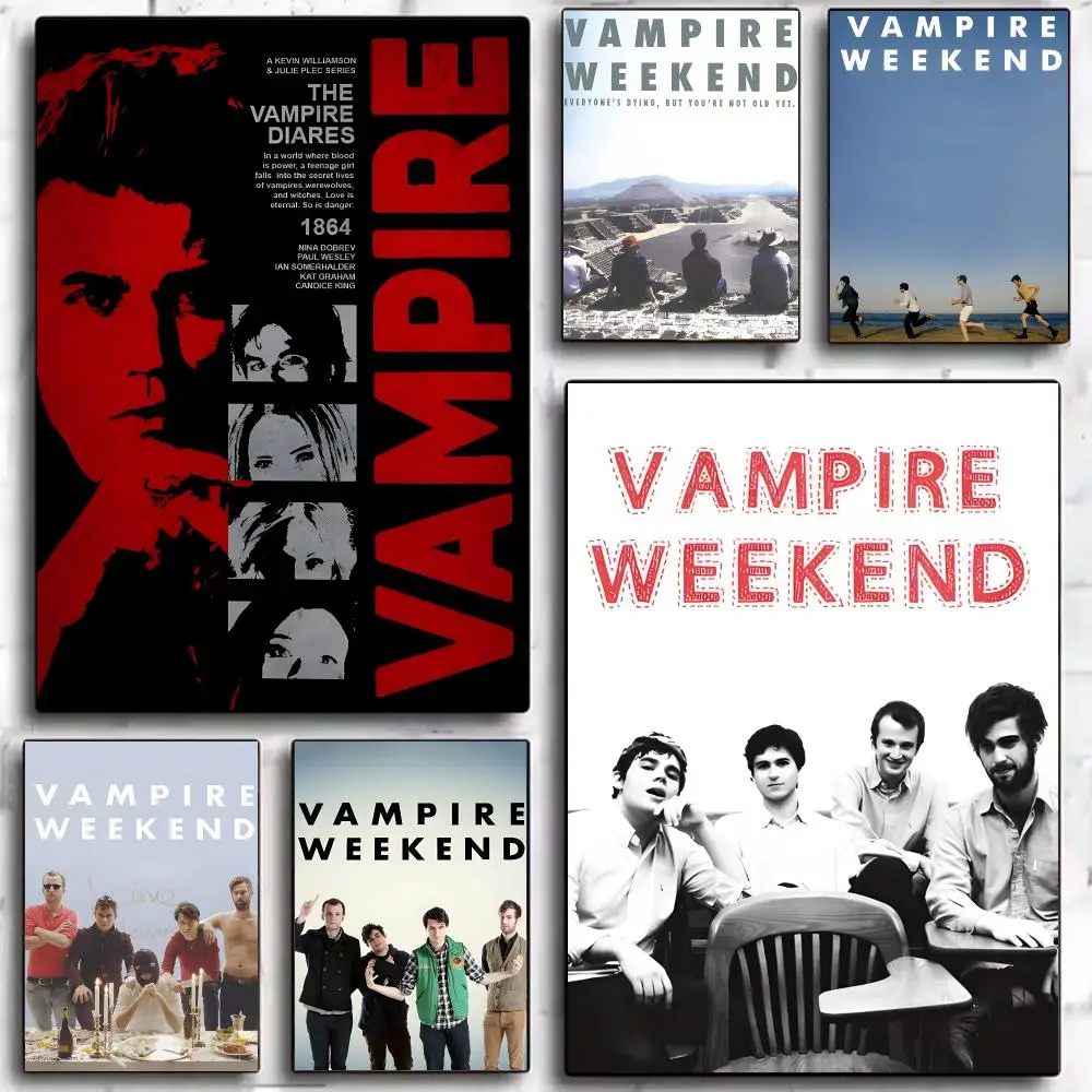 band indie V-Vampire Weekend Poster Trendy Aesthetic Self-Adhesive Wall Poster Room Decor for Bedroom & Dorm