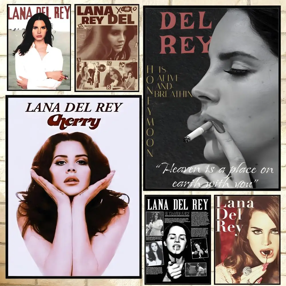 Póster de cantante L-Lana Del ReyS, arte de pared impermeable HD versátil, decoración autoadhesiva para cualquier espacio, regalo Ideal