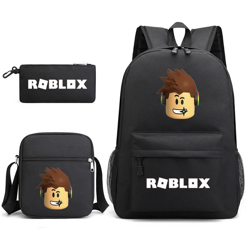 ชุด 3 ชิ้น กระเป๋าเป้สะพายหลังลายเกม ROBLOX ขนาด 17 นิ้ว + กระเป๋าสะพายข้าง + กล่องใส่ปากกา ลายการ์ตูน กระเป๋าเป้ลำลองความจุเยอะ ของขวัญวันเกิด
