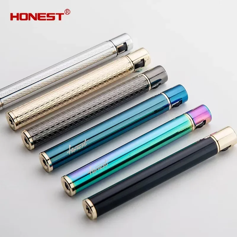 HONEST Creative Slim Butane Gas Lighter Mini Women\'s Open Flame Grinding Wheel Retro Personality Smoking Set