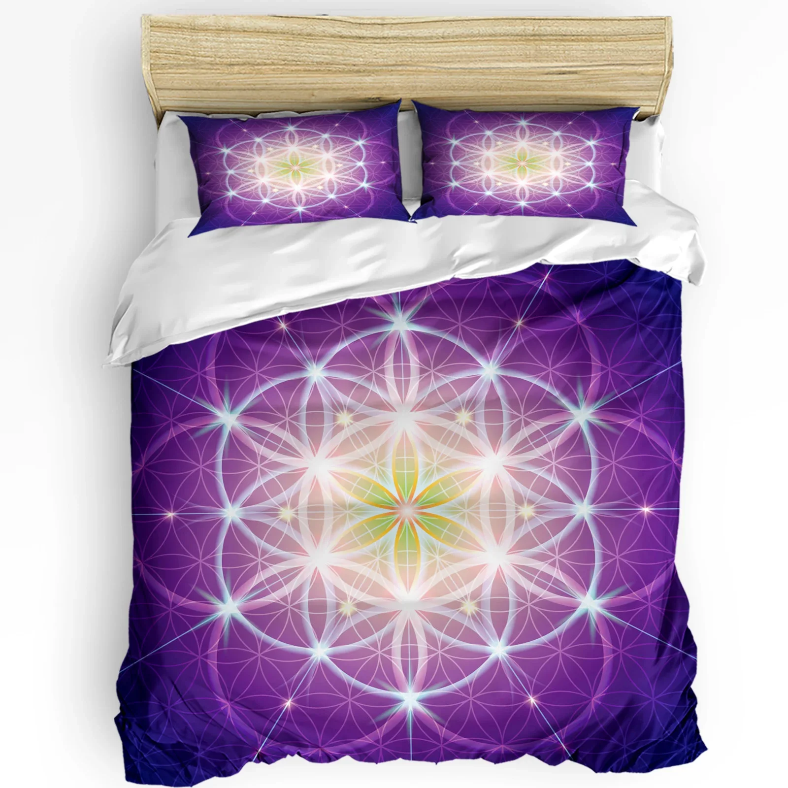 Life Of Flower Purple Duvet Cover Bed Bedding Set For Double Home Textile Quilt Cover Pillowcases Bedroom Bedding Set (No Sheet)