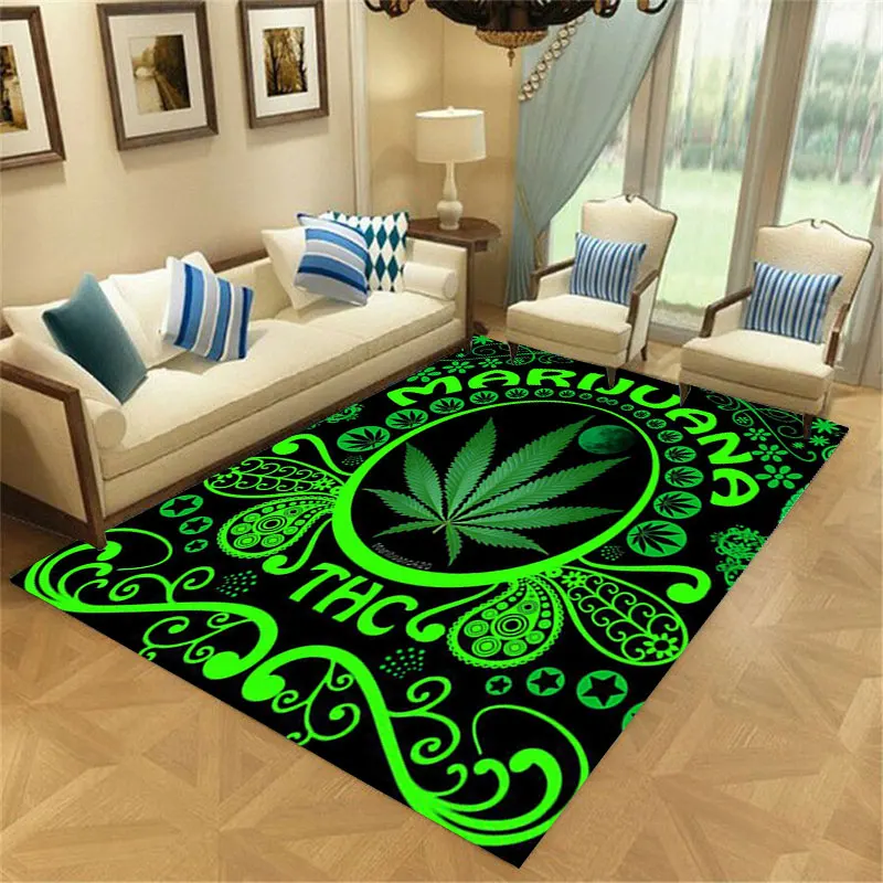 Weed Leaf  3D Print Carpets Flannel  Rugs Anti-slip Large Rug Carpet  Home Decoration for Living Room Bedroom Home Decor   Z02