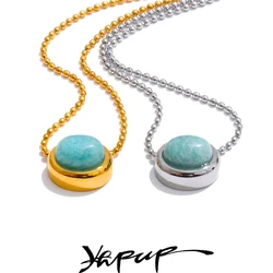 Yhpup-collar con colgante de fundición redonda de piedra amazonita Natural, llegados de 2025, joyería exquisita de tendencia de acero inoxidable 316L 2025