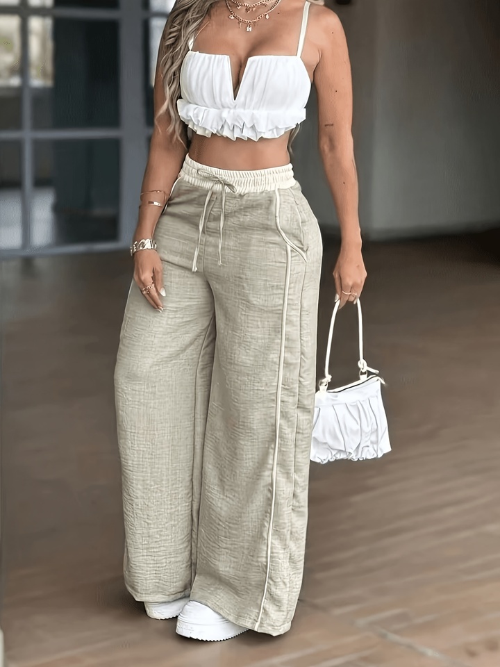 Cat Ear Design Women Fashion Casual Wide‑Leg Trousers