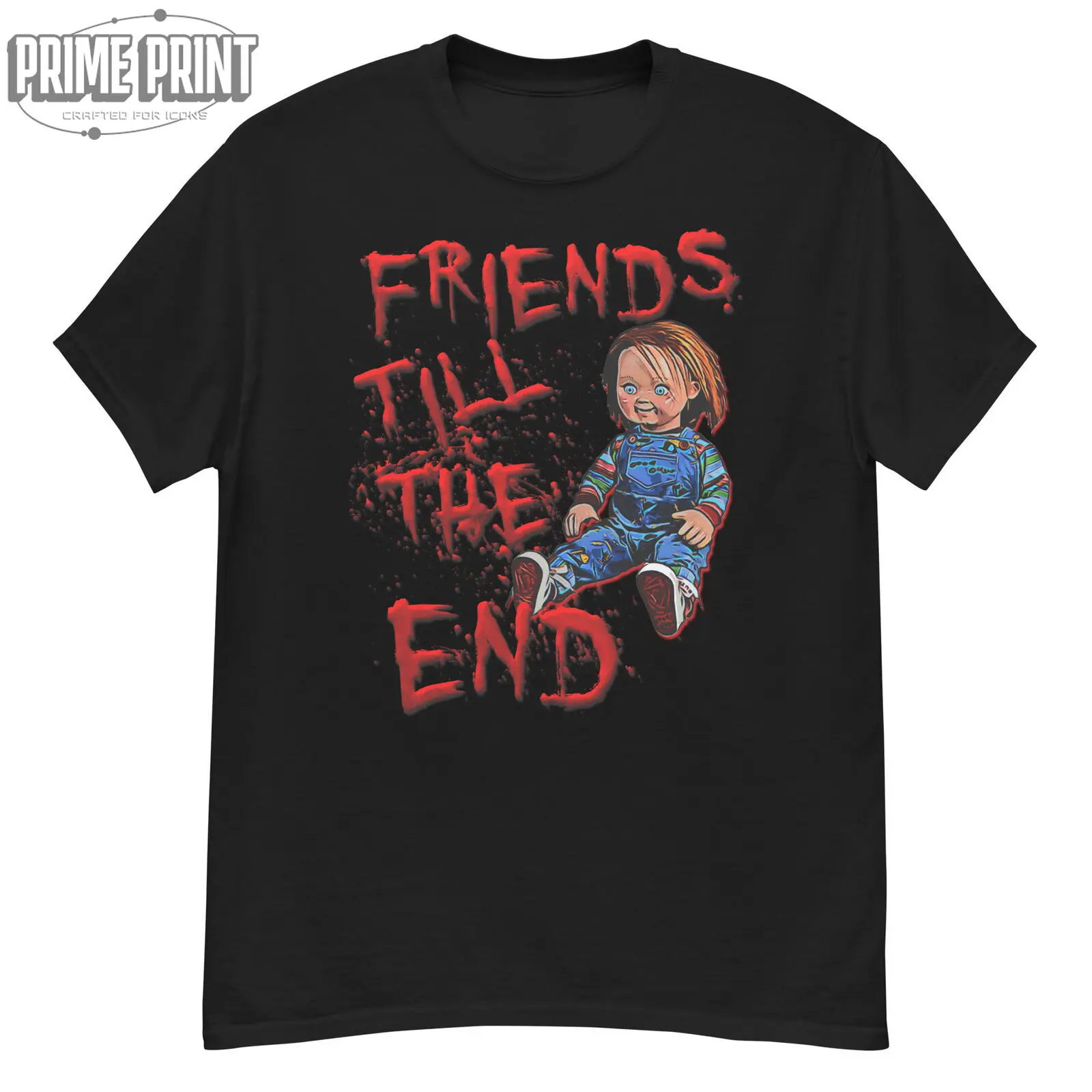 Chucky Tshirt Child's Play Friends Till the End 80s Horror Tee