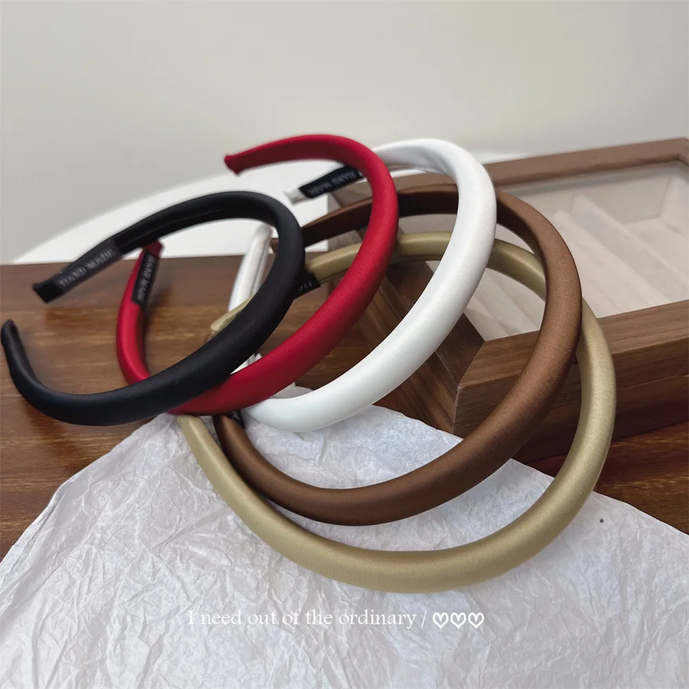 

Винтажная королевская повязка на голову, разноцветная атласная корейская повязка для волос для женщин, комфорт на весь день, не вмятин