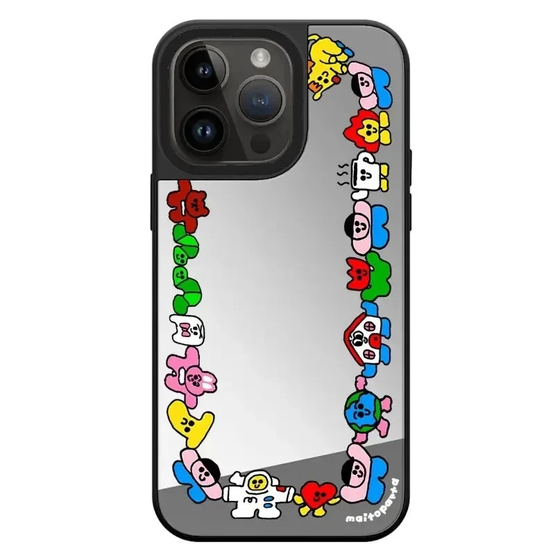 

Mirror Black Border Cute Kids Pattern iPhone 11 12 13 14 15 Pro Max Protective Case