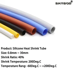 Silicone Heat Shrink Tube 0.8~30mm Diameter Flexible Cable Sleeve Insulated 2500V High Temperature Soft DIY Wire Wrap Protector