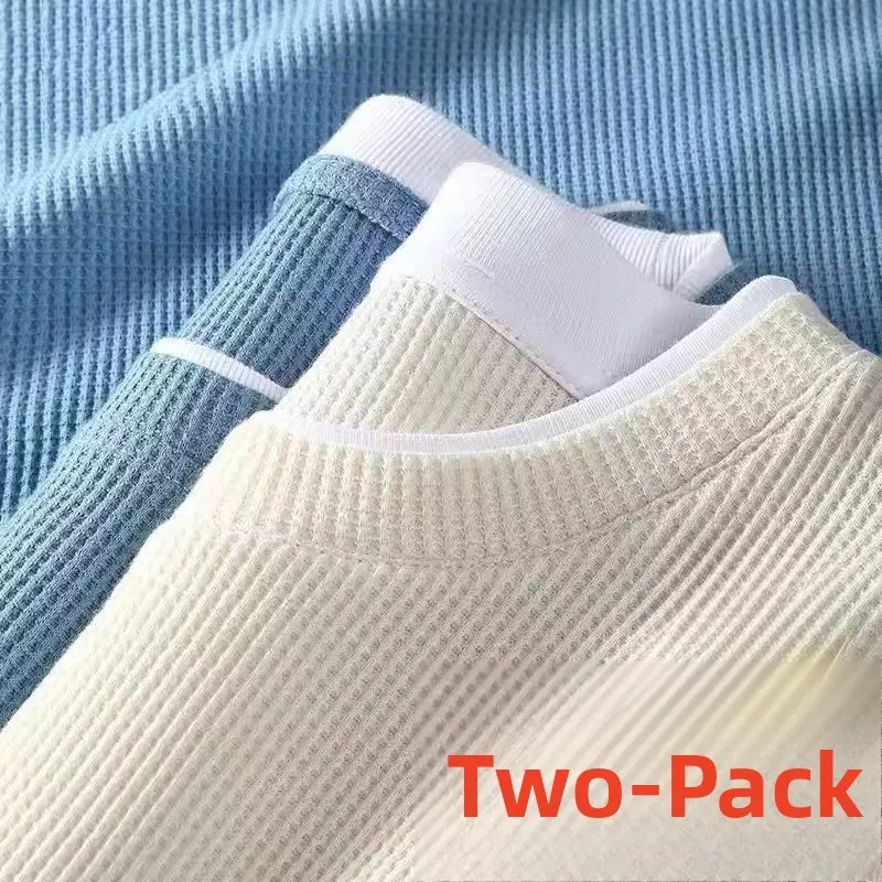 Men's Long Sleeve Fleece Lined Casual round Neck T-shirt Spring Autumn Winter Loose Fit Fashionable Basic Style Pure Color