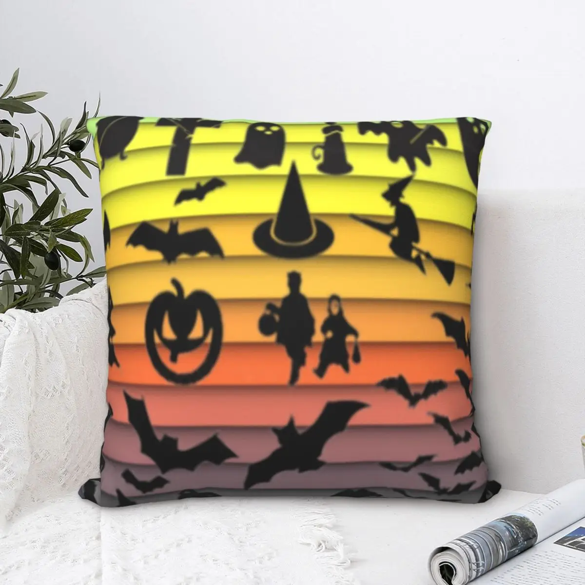 

Halloween Square Pillowcase Polyester Pillow Cover Velvet Cushion Zip Decorative Comfort Throw Pillow For Home Sofa