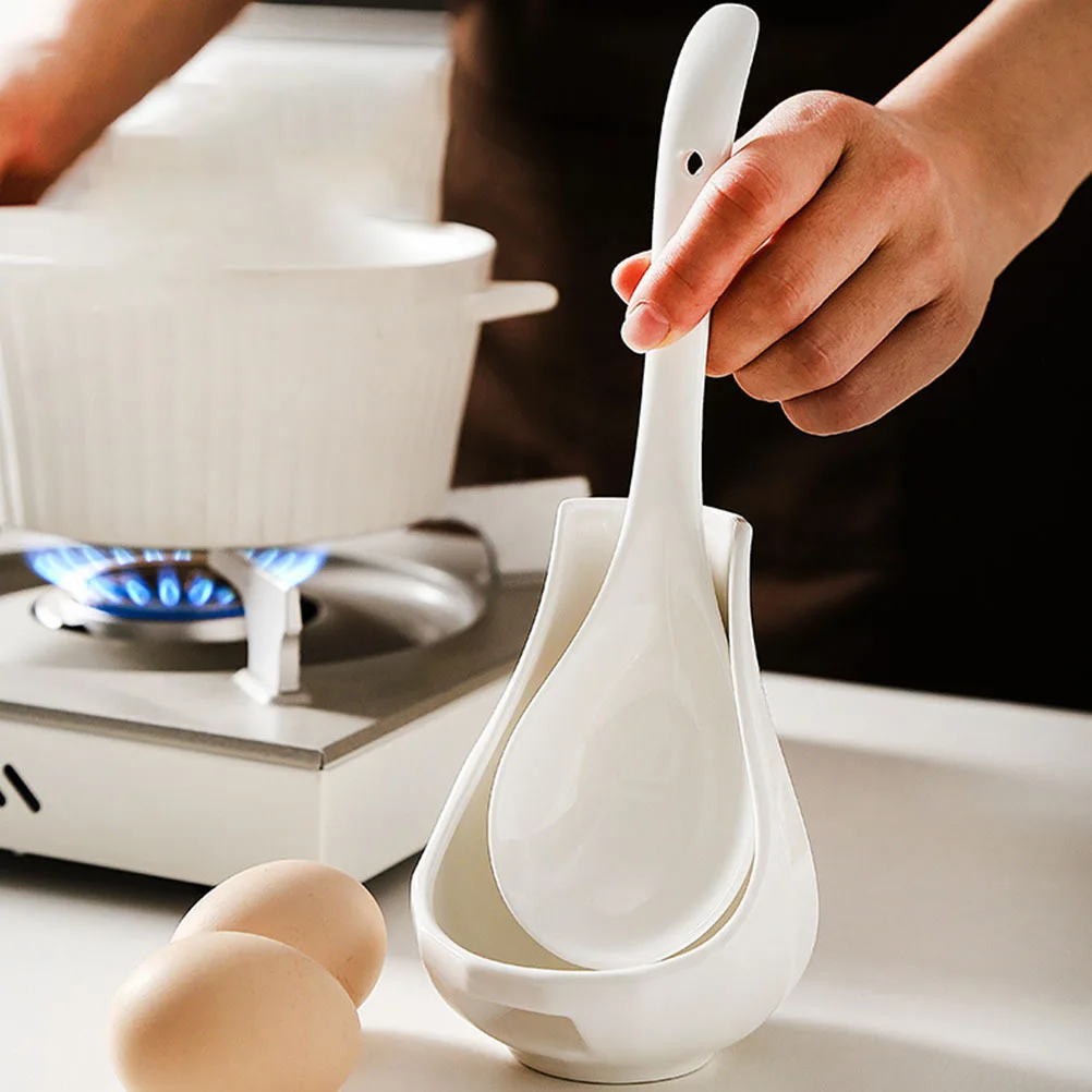 

1Set Ceramic Soup Spoon Storage Rack Practical Kitchen Spoon Holder Elegant White Restaurant Teaspoon Storage Rack