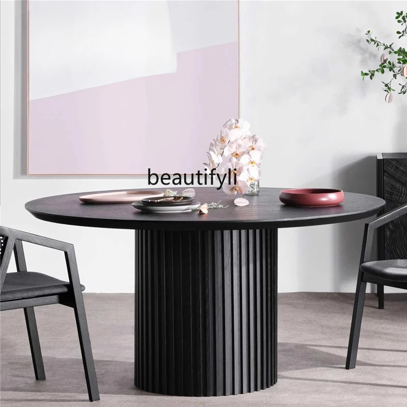 

Nordic style modern wooden oval log dining table light luxury designer conference desk