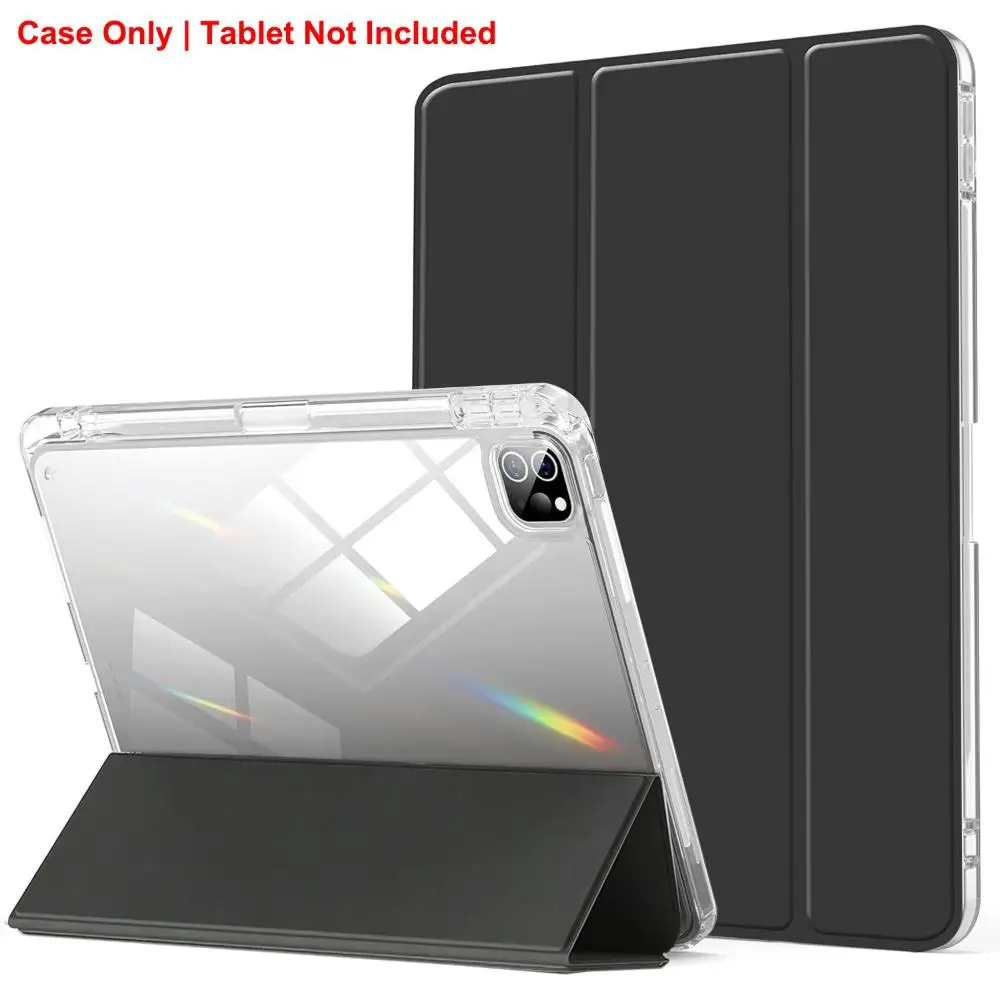 Transparante Crystal Tablet Case met penhouder voor iPad Pro 11 inch 2018 2020 2021 2022 PU Lederen Flip Magnetische Stand Case