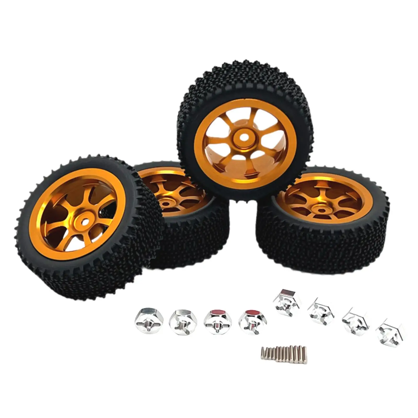 4 Pieces RC Wheels and Tires RC Part for Wltoys 1/14 RC Crawler Car DIY Accs silvery