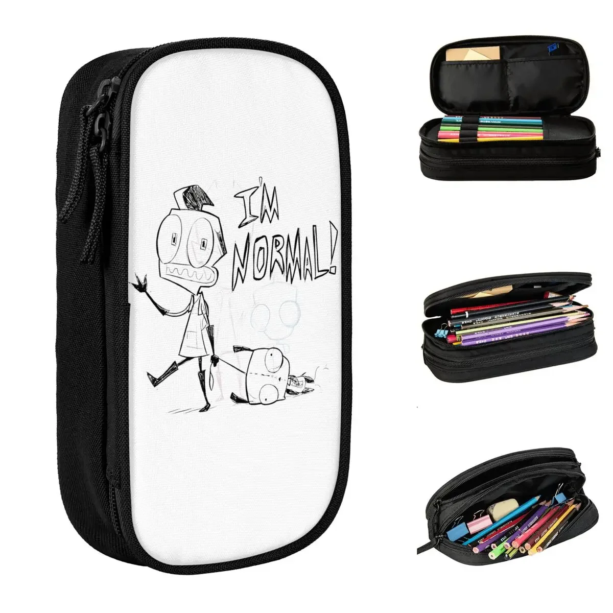 

I'm Normal Invader Zim Gir Cute Pencil Cases Pen Bags Kids Big Capacity Office Gifts Pencilcases