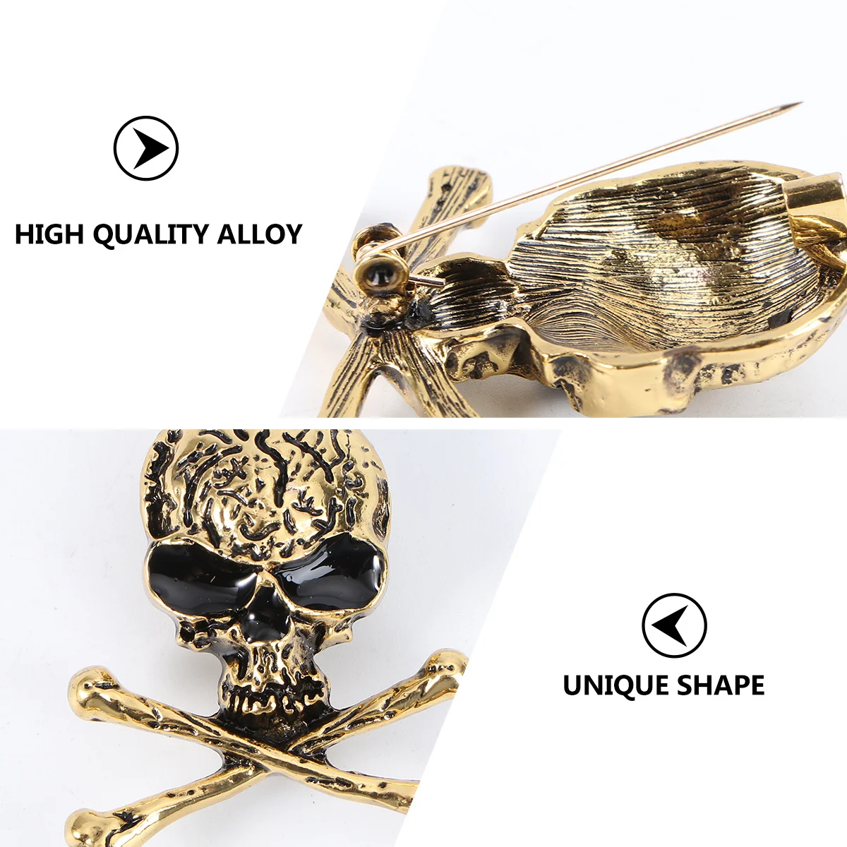 

Party Brooch Pin Retro Skull Halloween Alloy Material Durable Practical Clothes Decoration Unique Shape Design Creepy Atmosphere