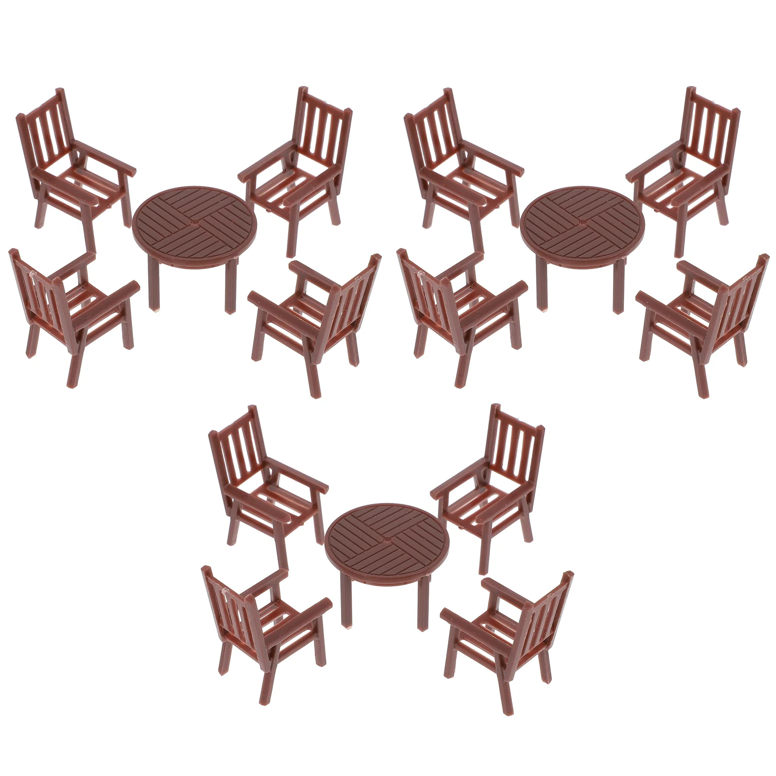 3 Sets Kids Table and Chairs Mini Miniature Scene Decorate Simulated Furniture House Brown Exquisite Child