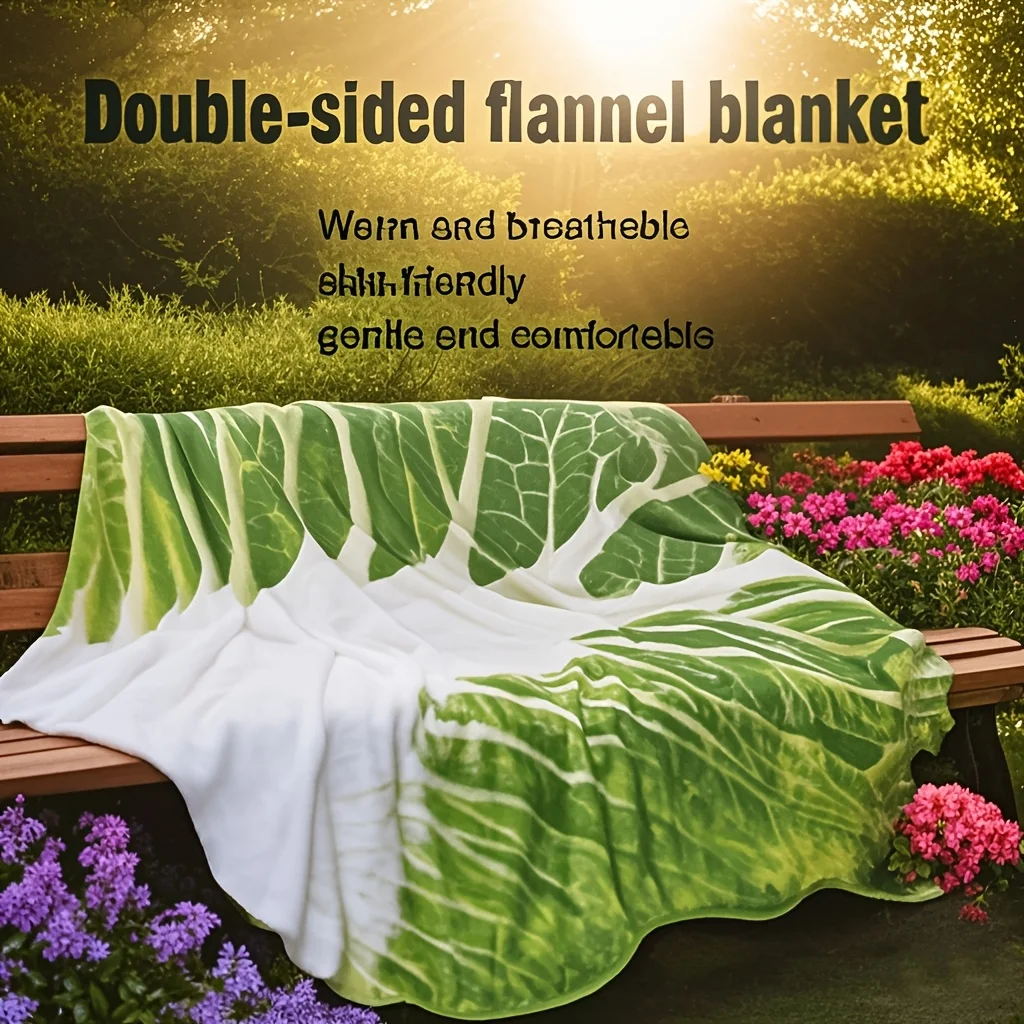 

A Flannel Blanket an Amusing Cabbage-Shaped Blanket Gift Cozy And Warm Soft Blanket for Sofa Office Bed And Outdoor Travel