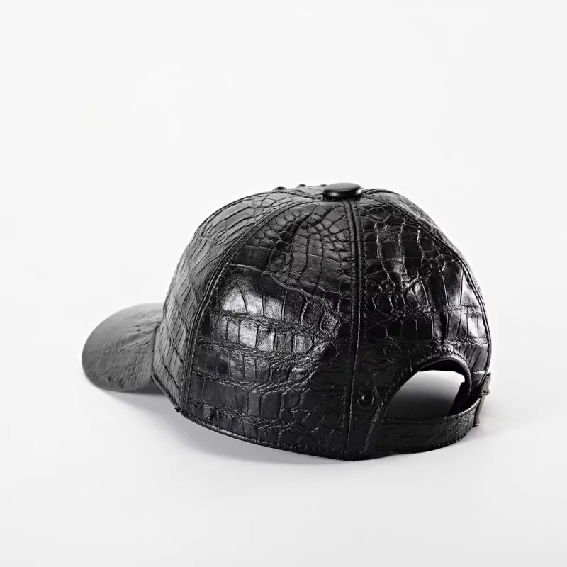 Mode Herren Krokodil Muster Rindsleder Echtes Leder Schirmmütze Außerhalb Casual Sonnenschutz Reise Baseball Kappe Einstellbar – Detail 6