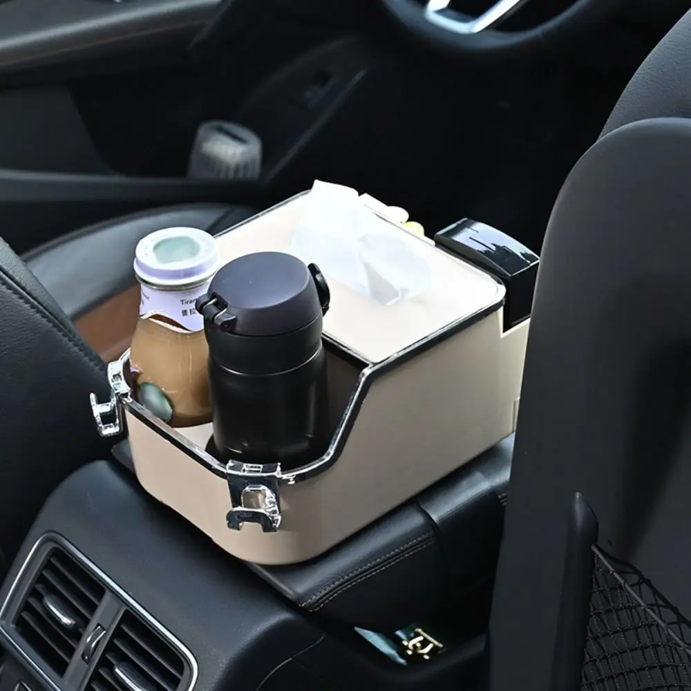

3-in-1 Car Storage Storage Plastics Car Tissue Box Neat Multifunctional Car Storage Organizer Car Interior Gadget