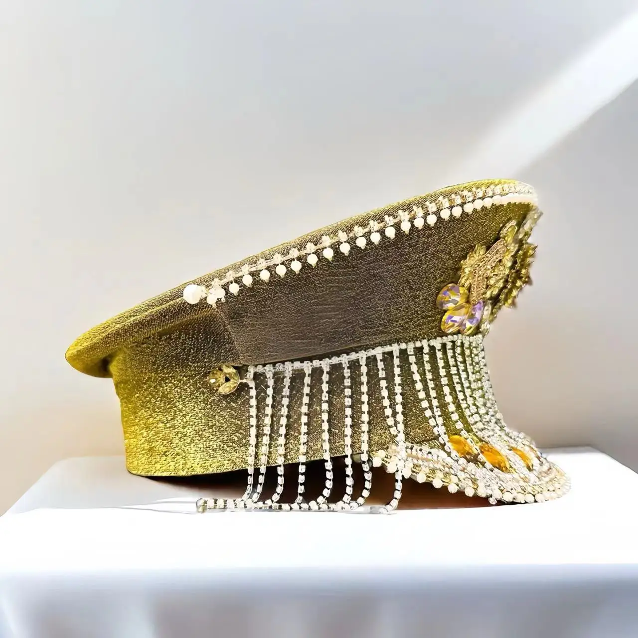 HongLuan Luipaard Halloween-kostuumhoed, Kapitein Hoeden Strass voor Burning Man Festival Vrouw, Cosplay Vrouwelijke Accessoires