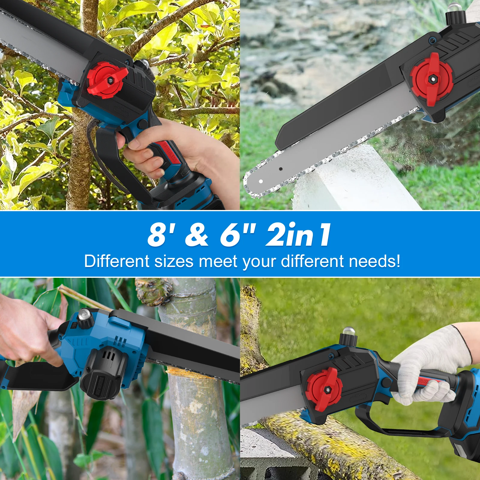 Bonacell 8 Inch Cordless Chainsaw High Hardness Chain For Makita BL1830 18v Battery BL1840 BL1850 BL1860 Electric Chain saw