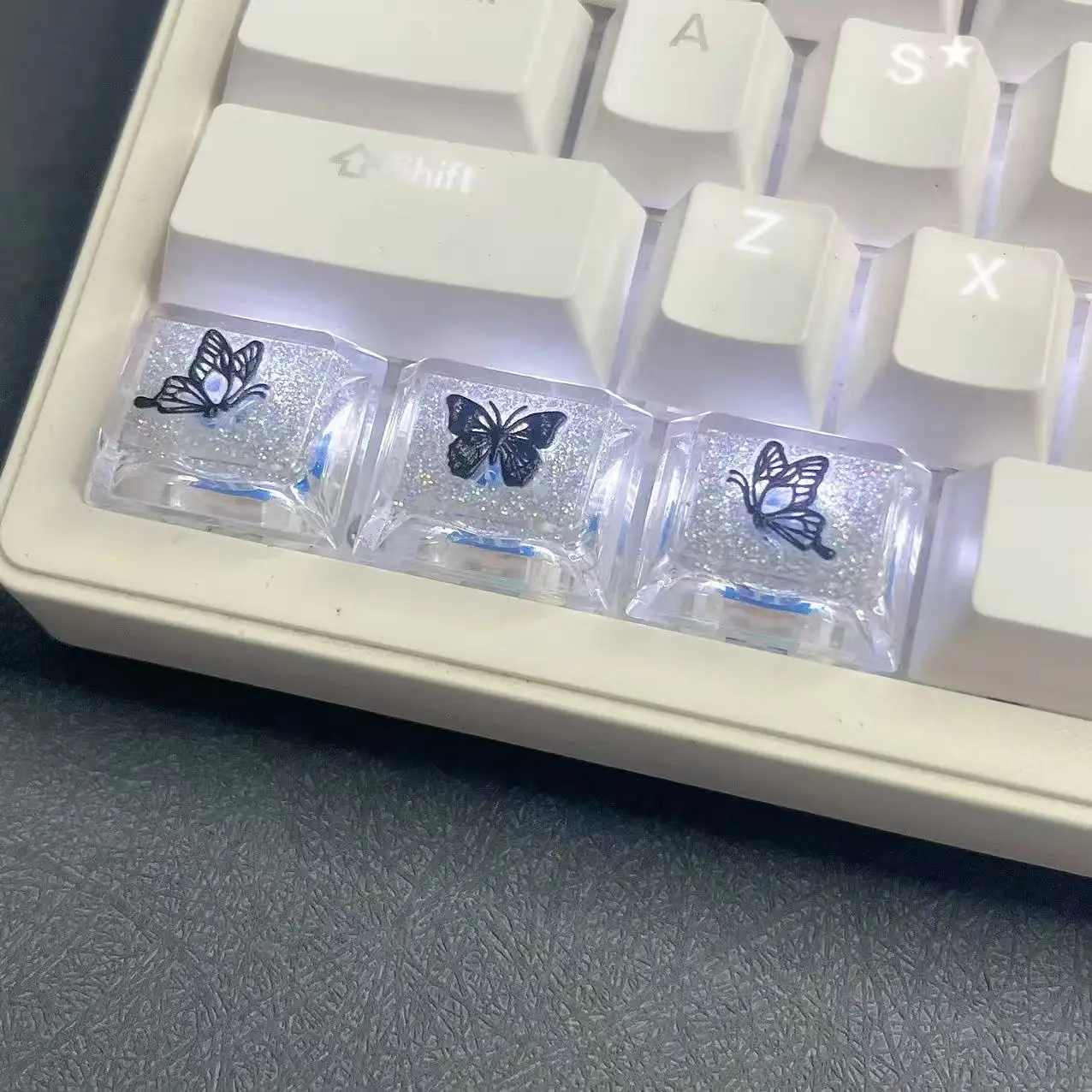 1.25u Keycap Ctrl/Alt OEM Height Butterfly Keycap Light Translucent Glitter Resin Gaming Mechanical Keyboard Keycap