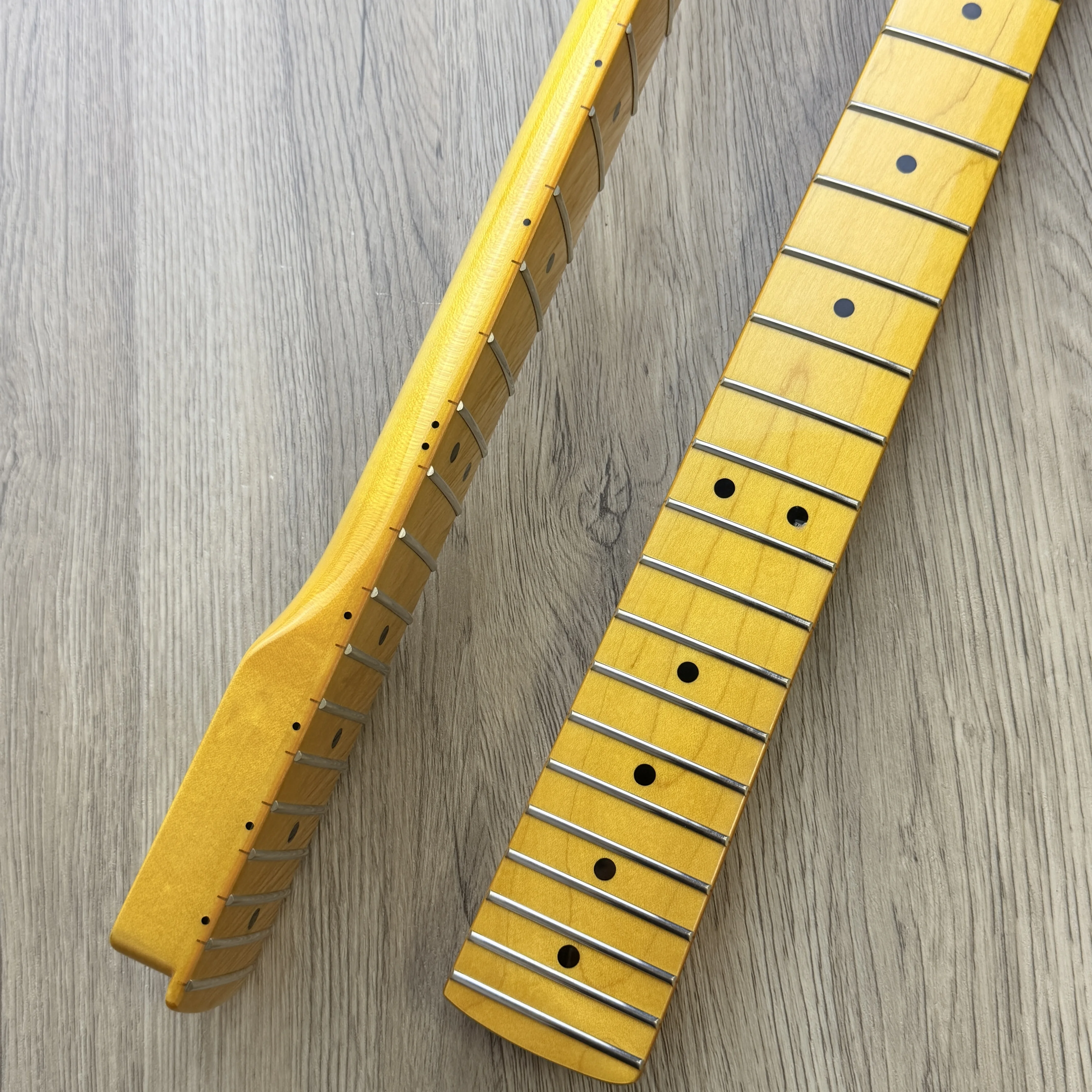 Electric Guitar Replacement Neck Big Headstock ST 22-Fret 25.5'' Scale Light Yellow Gloss Finish for Guitarists