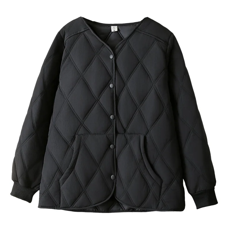 Manteau rembourré en coton Argyle pour femme, parka grande taille, poche verticale fine, mode automne et hiver, nouveau, 817