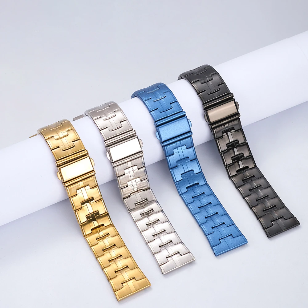 Tali baja tahan karat untuk jam tangan Apple, tali jam tangan Apple, sabuk gelang correa logam, seri iwatch 7 6 5 SE 8 Ultra 49mm 45mm 41mm 40mm 44mm