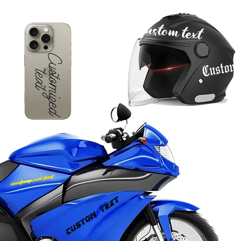 Custom Personality Text Name Car Sticker Windshield Bumper Motorcycle Bike Helmet Vinyl Signature Reflective Sticker