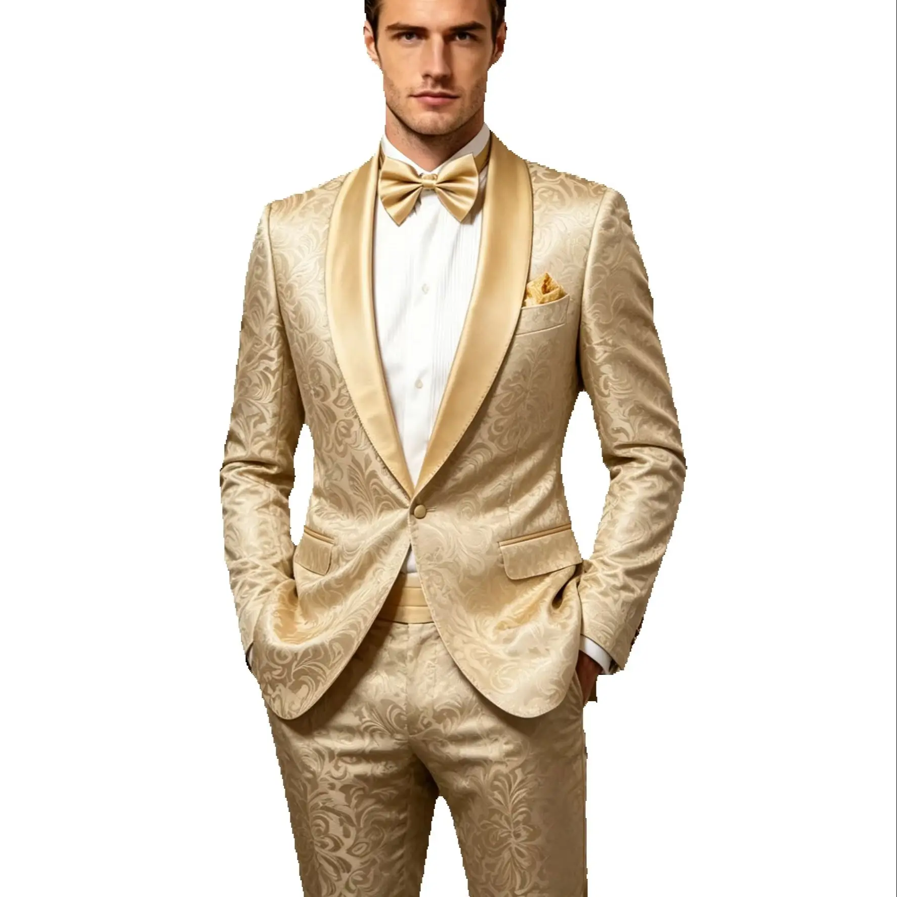 

Men's Suits Blazer Pants for Men Jacquard Shawl Lapel Jacket Party Wedding Slim Fit Costume Homme Business 2 Piece Clothing