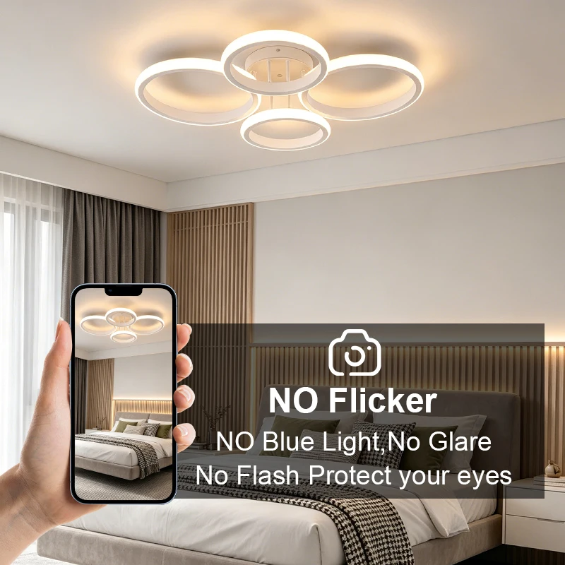 Luces LED de techo de 48w, lámpara moderna de tres colores, lámparas minimalistas para dormitorio, instalación en superf