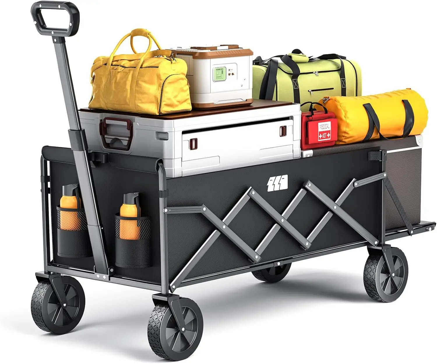 

Collapsible Wagons Carts Foldable with Extended Tailgate, Folding Wagon Cart on Wheels, Portable Heavy Duty Shopping Carts for G