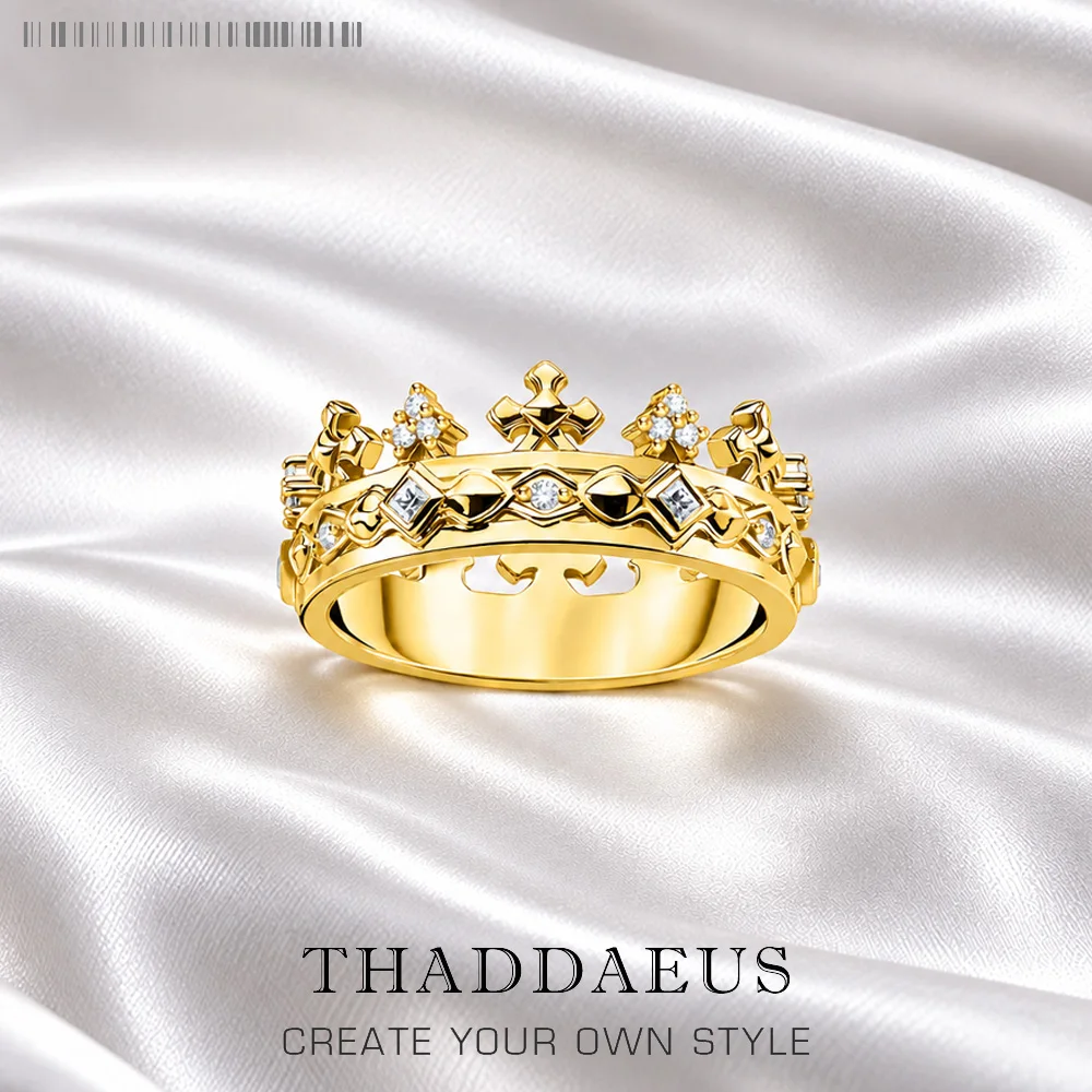 Ring Royalty Crown Gold Brand New Vintage Gift Fine Jewerly For Women In 925 Sterling Silver