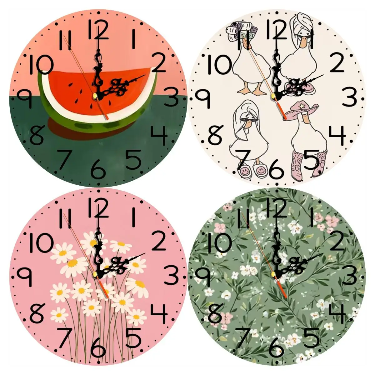 Silent Wooden Round Wall Clock, Non-Ticking Decor Wall Watch for Home Bedroom Living Room, AA Battery Not Included