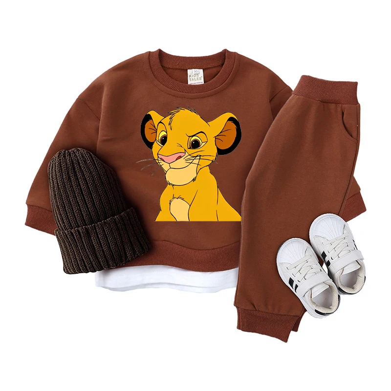 0-5 Years Kids Clothes Sets Baby Boys Girls Cartoon Lion King Print O-Neck Sweatshirt+Pants 2pcs Suits Toddler Tracksuits