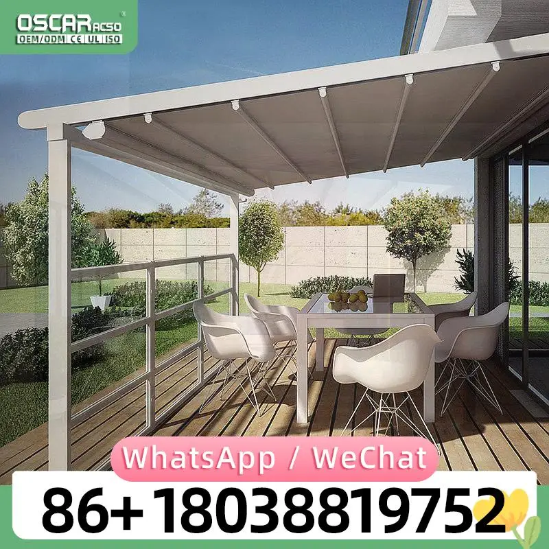 

Electric Retractable Terrace Pergola Awning With Side Sunshade Outdoor Patio Garden Use Retractable Canopy Pergola