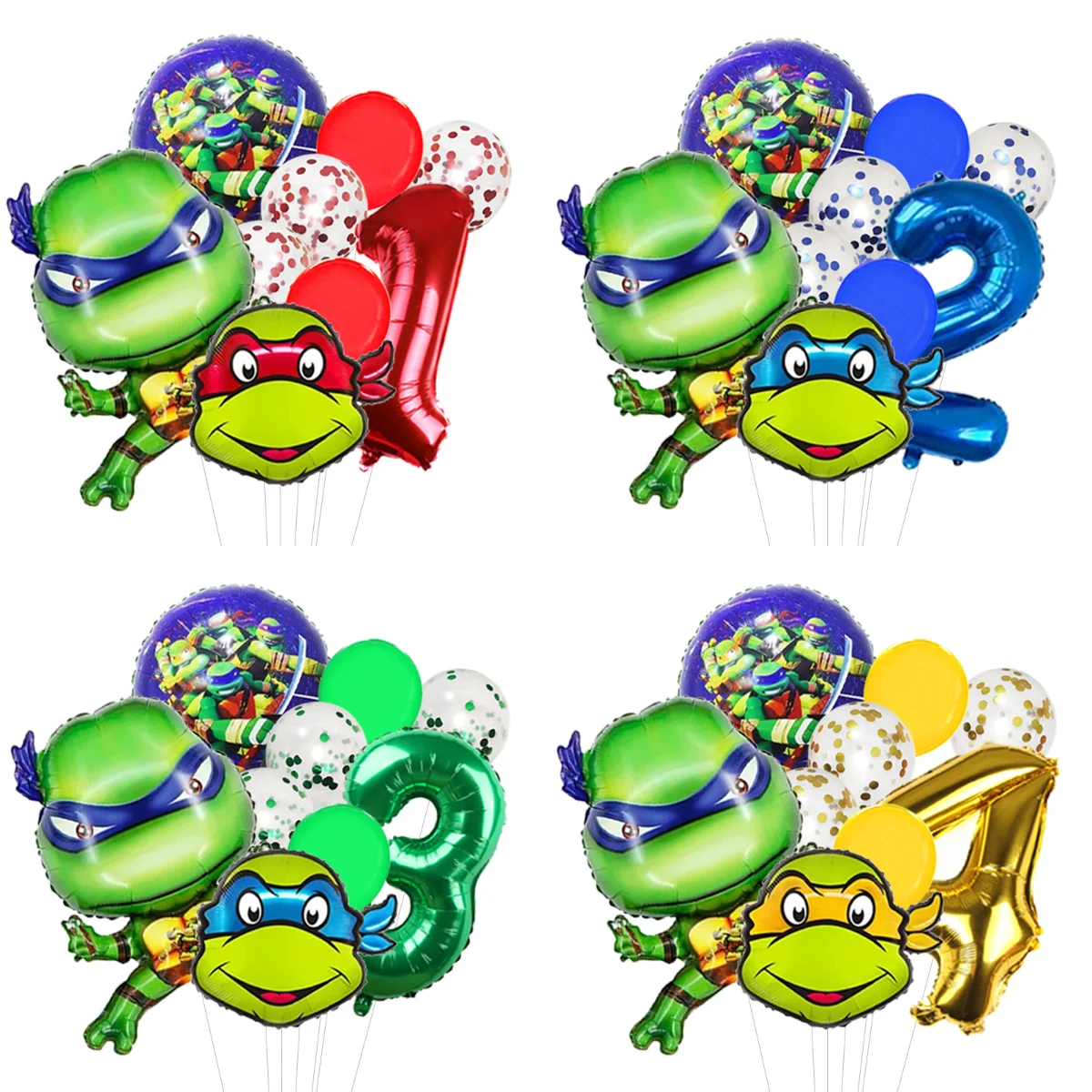 Photo Booth Prop - ลูกโป่งฟอยล์อลูมิเนียมกันน้ำลายเต่านินจา TMNT ธีมการ์ตูน อุปกรณ์ประกอบฉากสำหรับงานวันเกิดเด็กและบูธถ่ายรูป